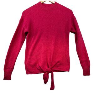 Loft Womens Knit Tie-Front Sweater XXS Pink Fuchsia Wool Blend